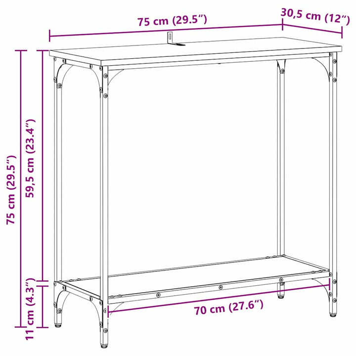 Konsolbord Svart Ek 75 X 30.5 X 75 Cm Konstruerat Trä