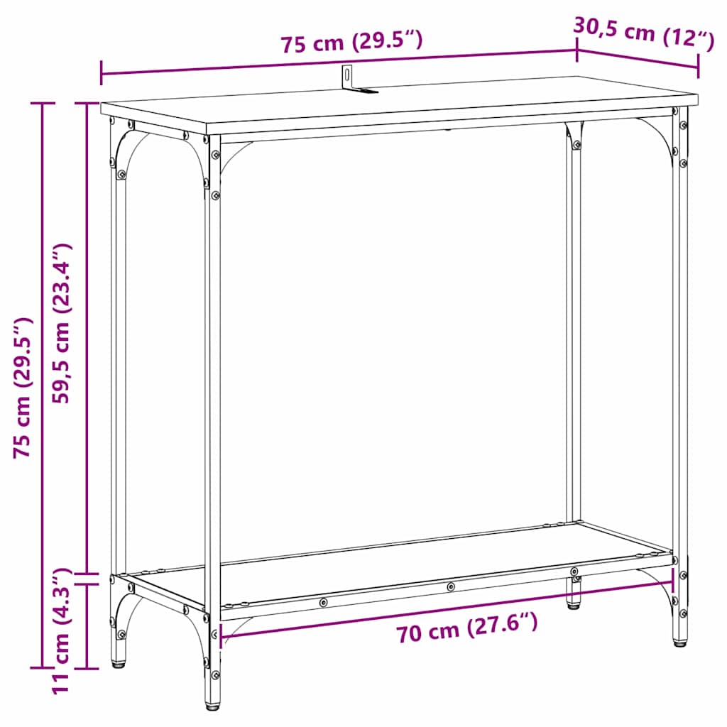 Konsolbord Svart Ek 75 X 30.5 X 75 Cm Konstruerat Trä
