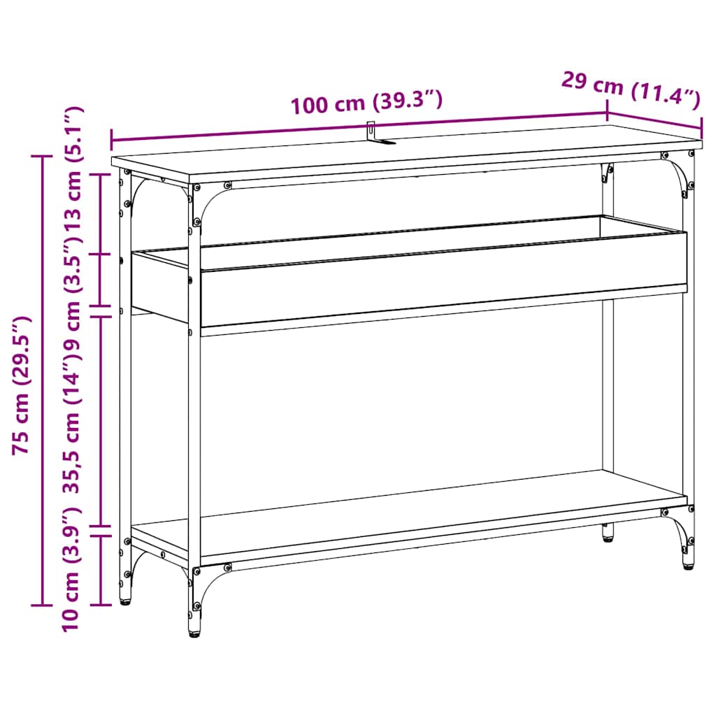 Konsolbord Gammalt Trä 100 X 29 X 75 Cm Konstruerat Trä