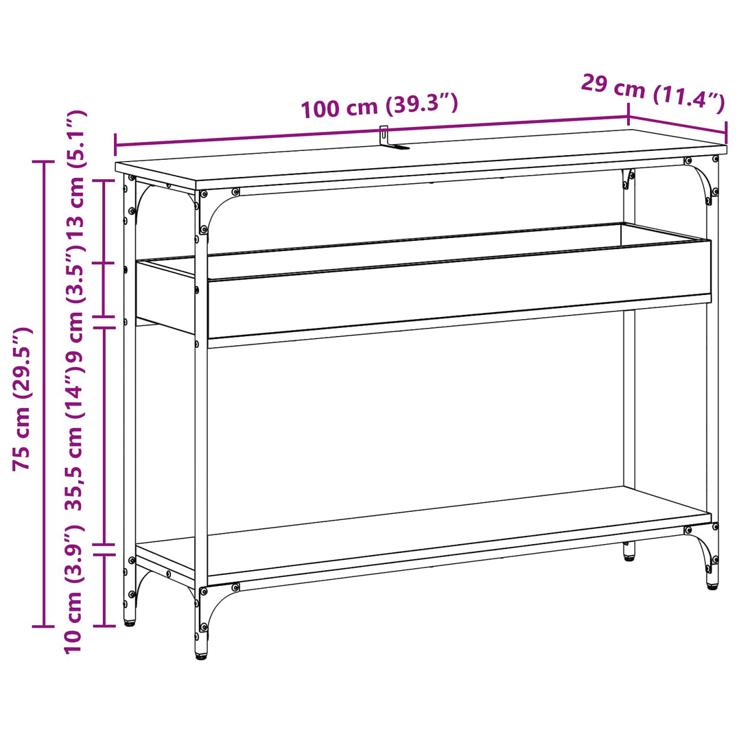 Konsolbord Artisan Ek 100 X 29 X 75 Cm Konstruerat Trä