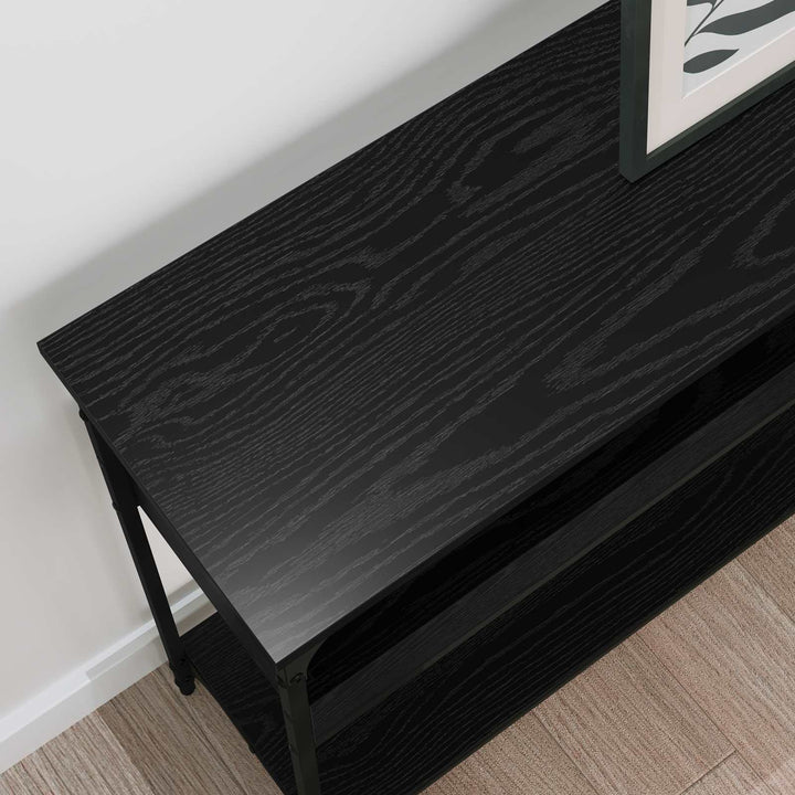 Konsolbord Svart Ek 100 X 29 X 75 Cm Konstruerat Trä