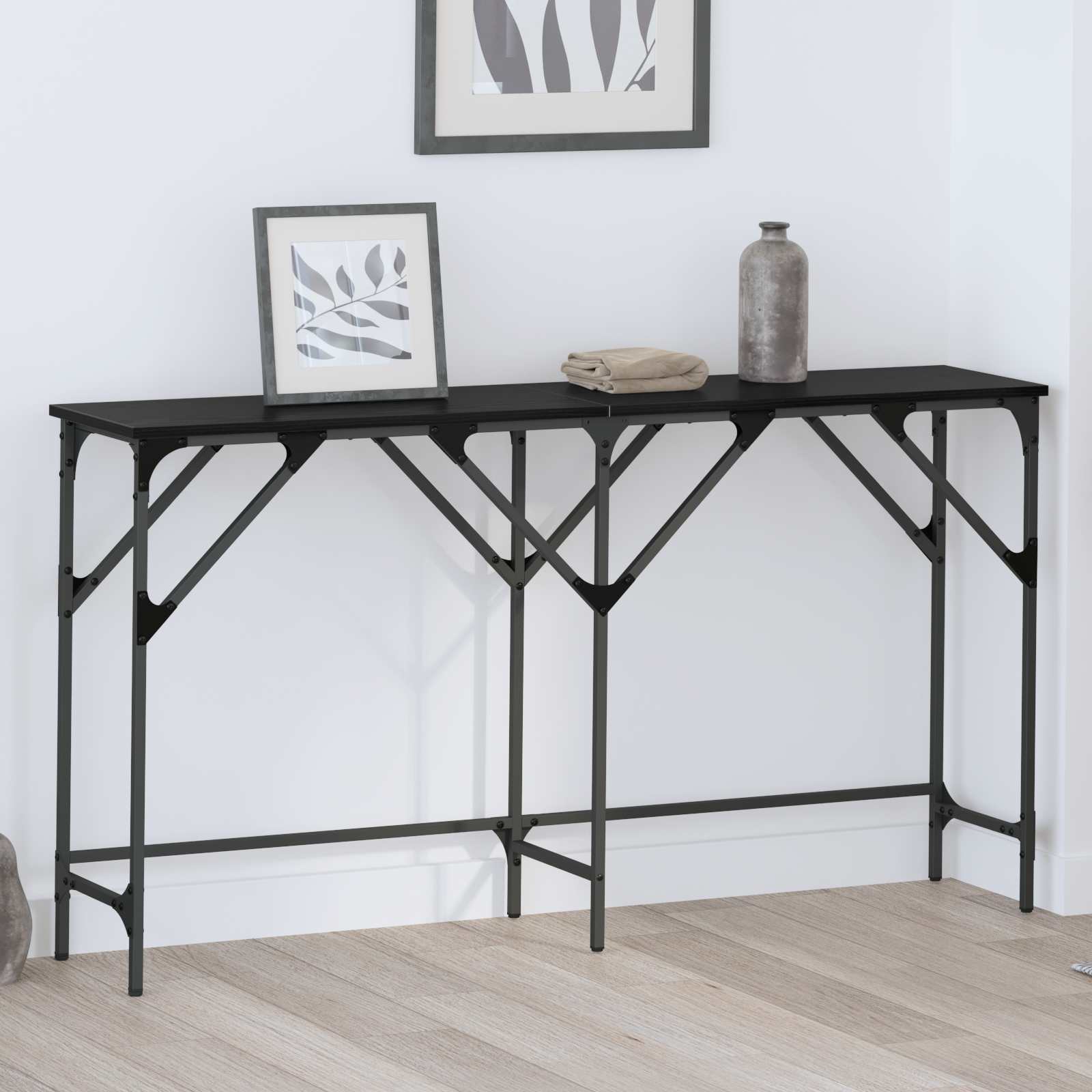 Konsolbord Svart Ek 140 X 29 X 75 Cm Konstruerat Trä
