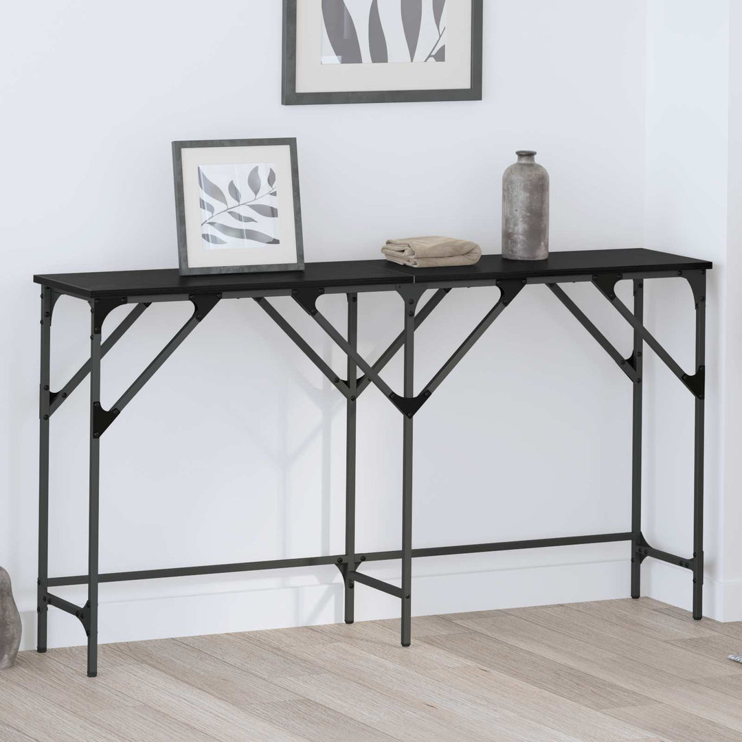 Konsolbord Svart Ek 140 X 29 X 75 Cm Konstruerat Trä