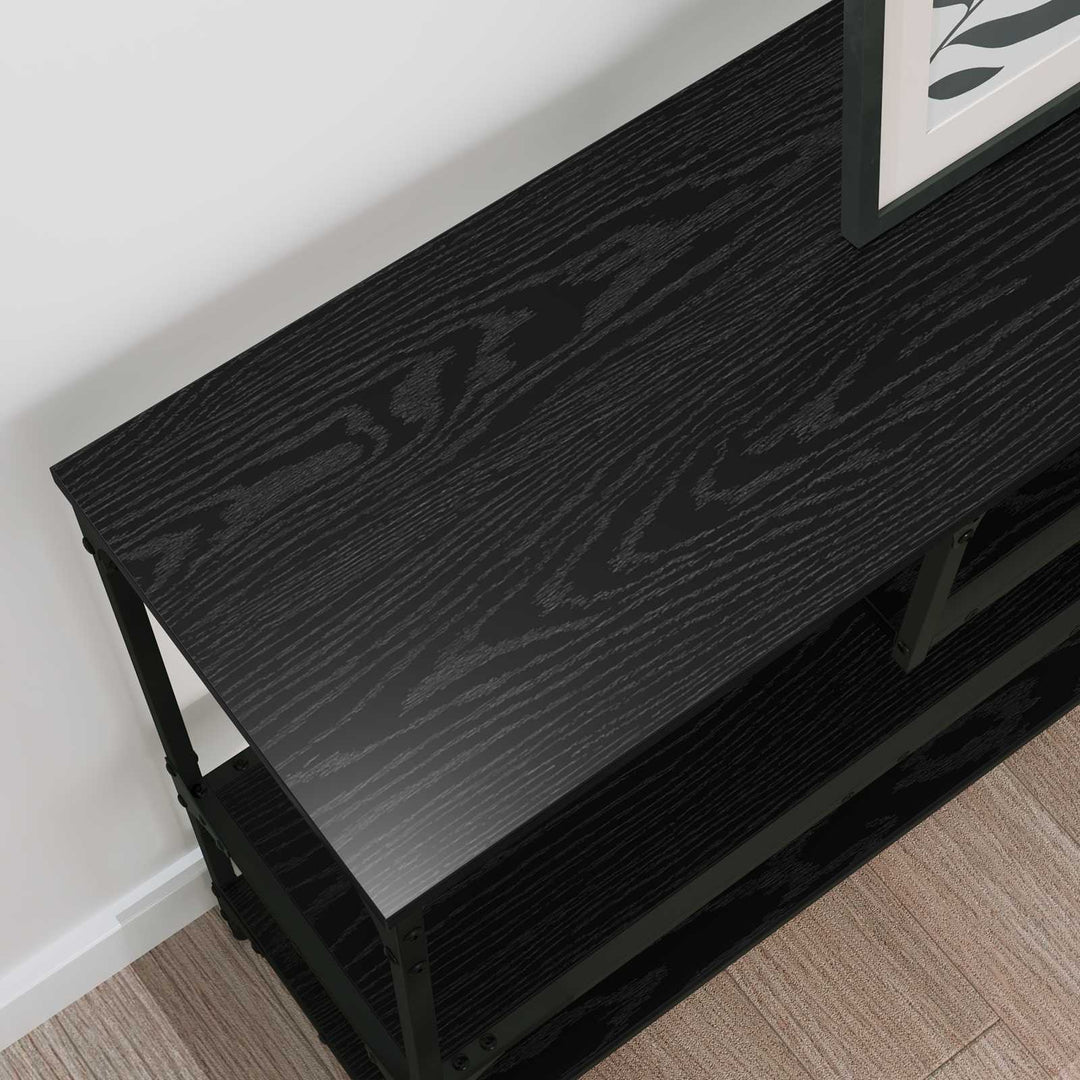 Konsolbord Med Hylla Svart Ek 100 X 30 X 75 Cm Konstruerat Trä