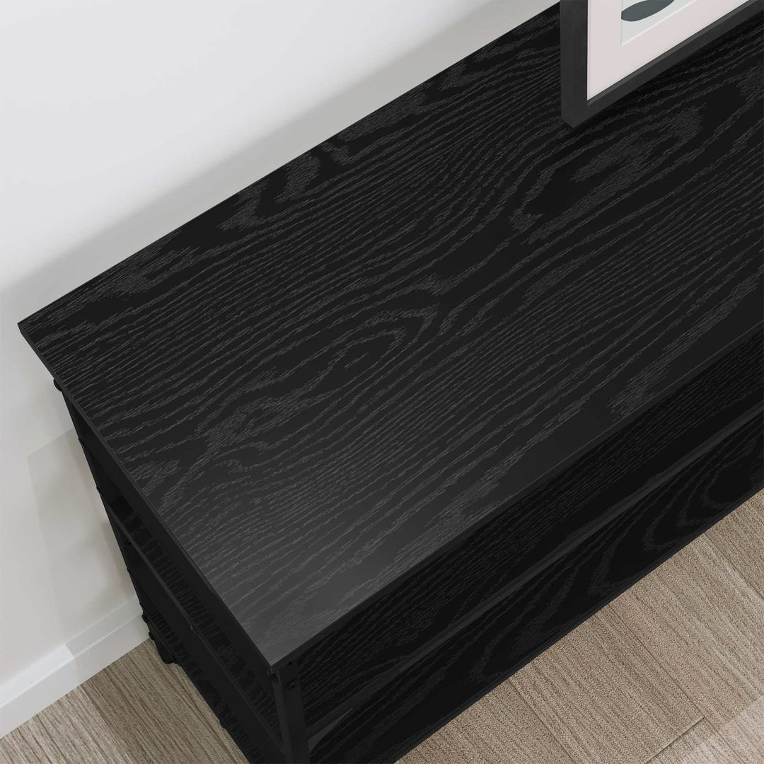 Konsolbord Med Hylla Svart Ek 100 X 32 X 75 Cm Konstruerat Trä