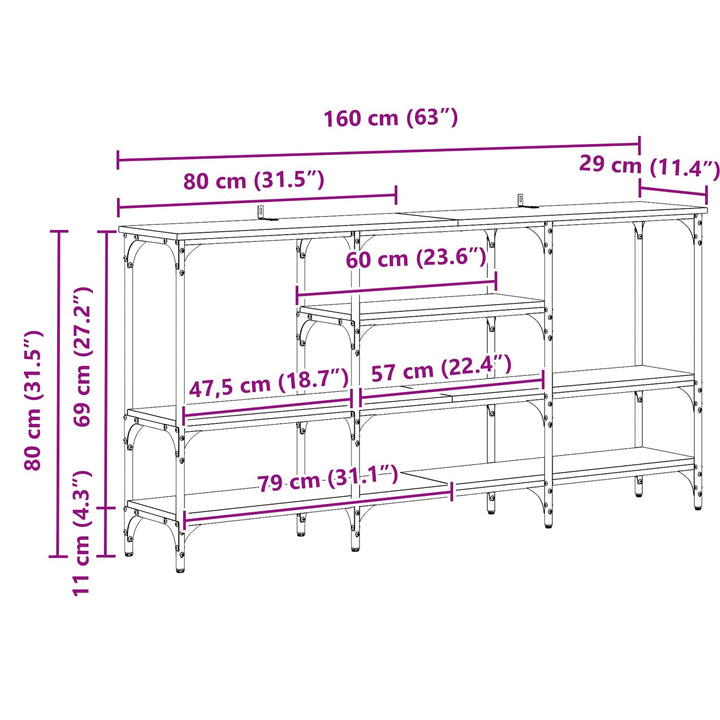 Konsolbord Artisan Ek 160 X 29 X 80 Cm Konstruerat Trä