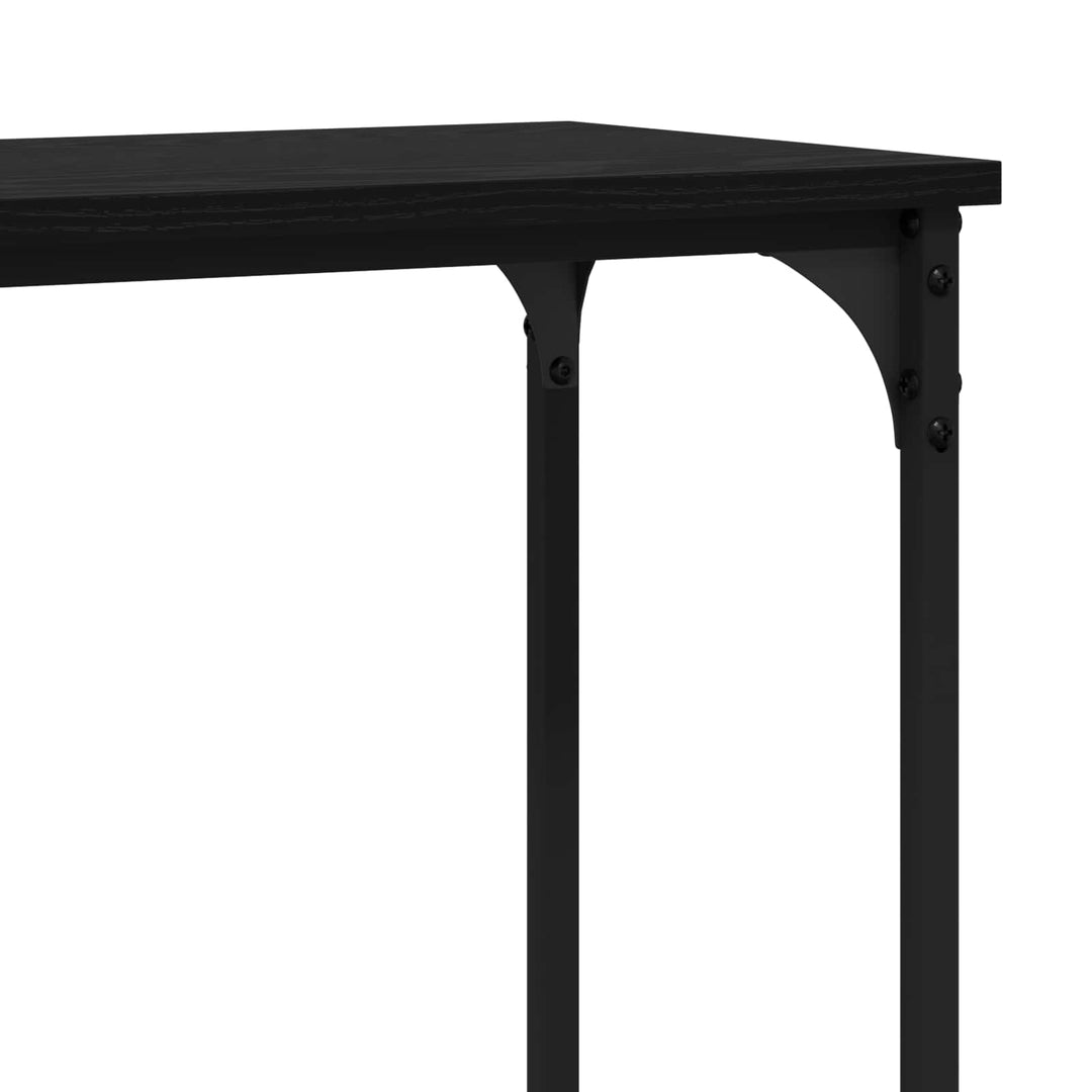 Konsolbord Med Hylla Svart Ek 160 X 29 X 80 Cm Konstruerat Trä