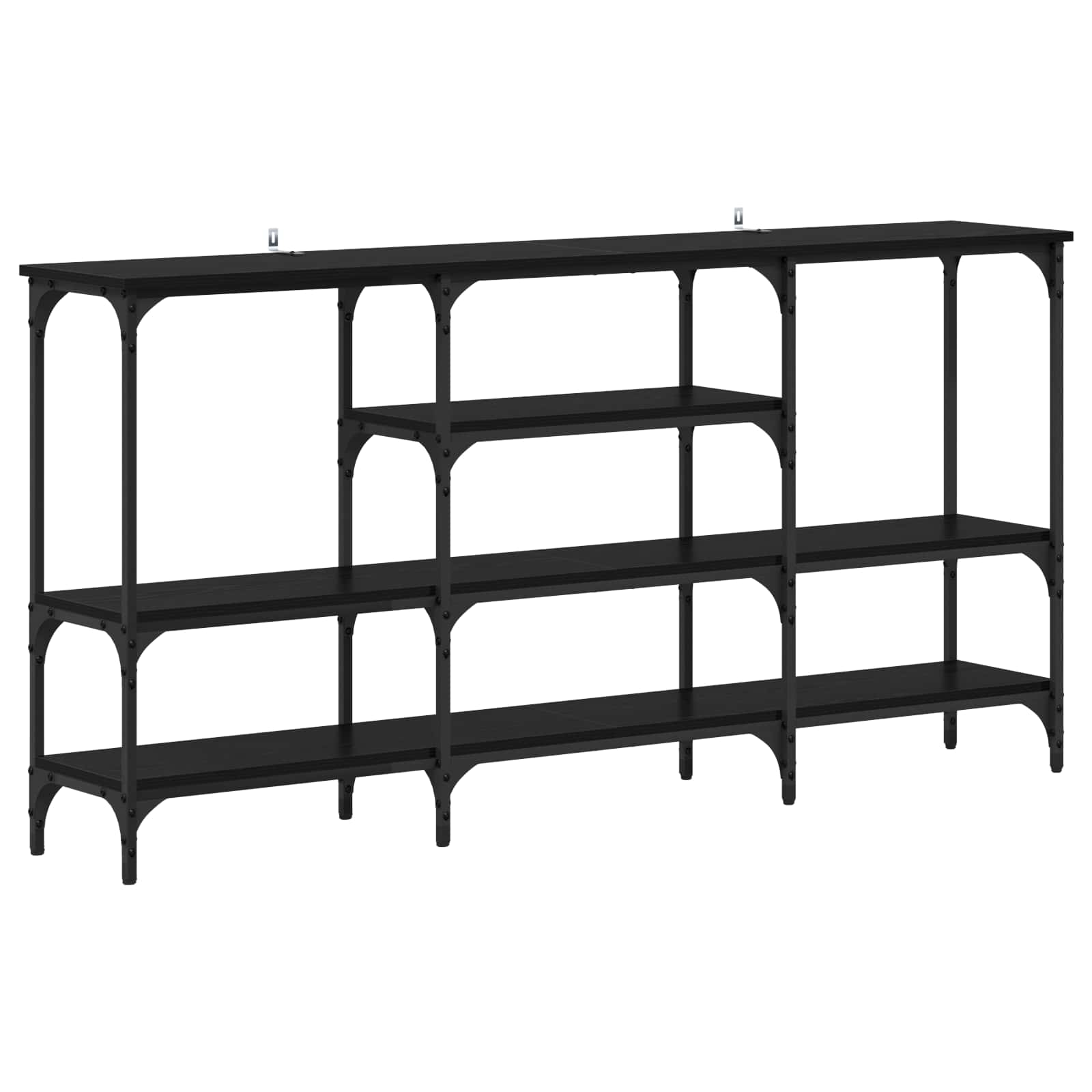 Konsolbord Med Hylla Svart Ek 160 X 29 X 80 Cm Konstruerat Trä