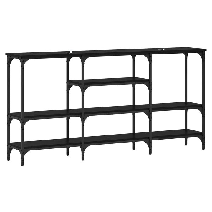 Konsolbord Med Hylla Svart Ek 160 X 29 X 80 Cm Konstruerat Trä