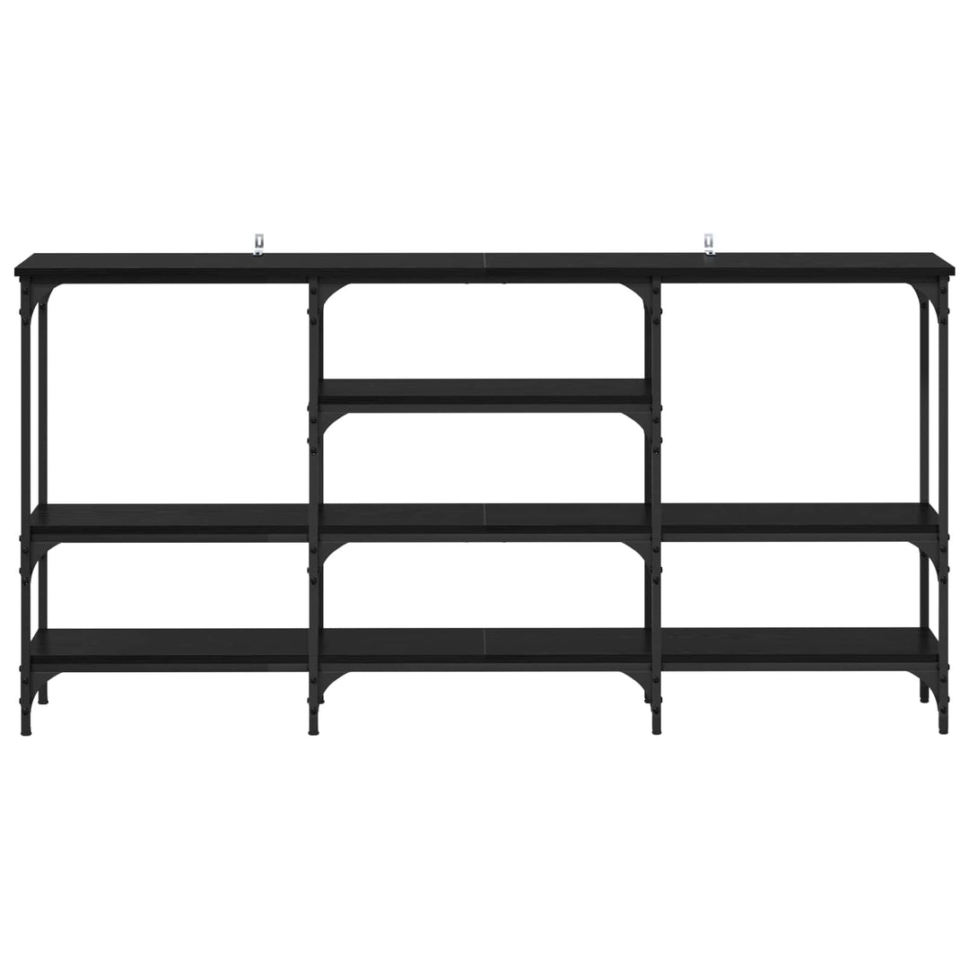 Konsolbord Med Hylla Svart Ek 160 X 29 X 80 Cm Konstruerat Trä