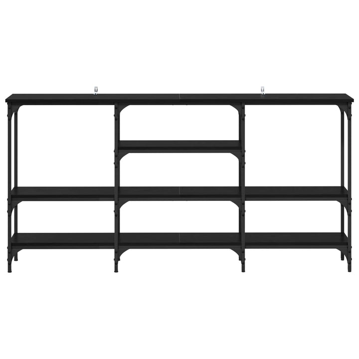 Konsolbord Med Hylla Svart Ek 160 X 29 X 80 Cm Konstruerat Trä