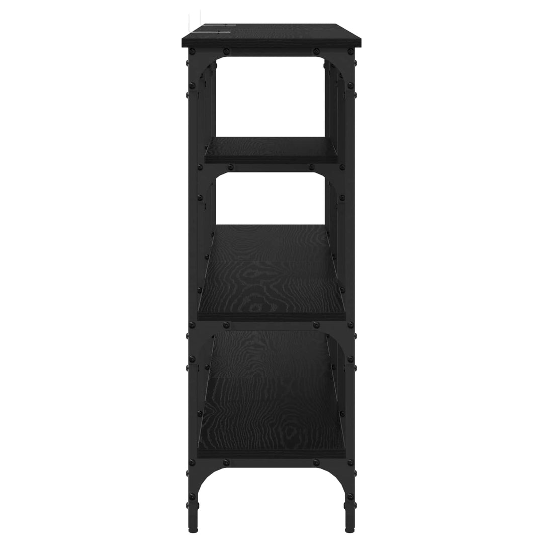 Konsolbord Med Hylla Svart Ek 160 X 29 X 80 Cm Konstruerat Trä