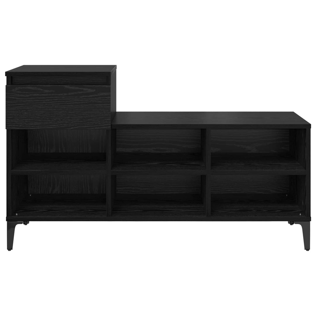 Skoskåp Med Låda Svart Ek 102 X 36 X 60 Cm Konstruerat Trä
