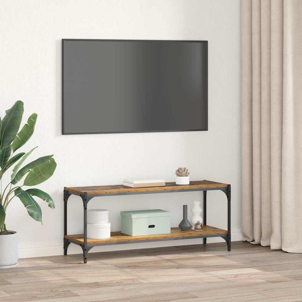 Tv-Skåp Gammalt Trä 100X33X41Cm Konstruerat Trä Och Järn