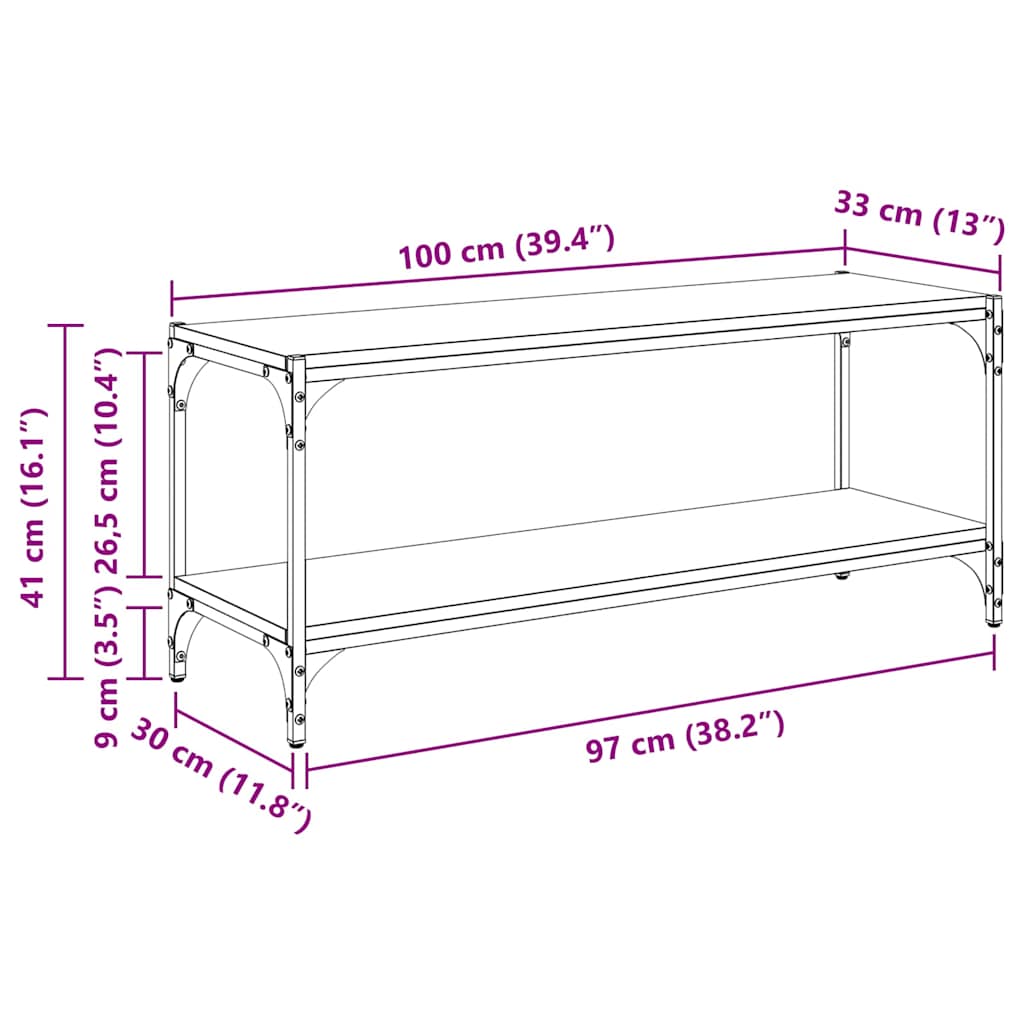 Tv-Skåp Artisan Ek 100X33X41Cm Konstruerat Trä Och Järn