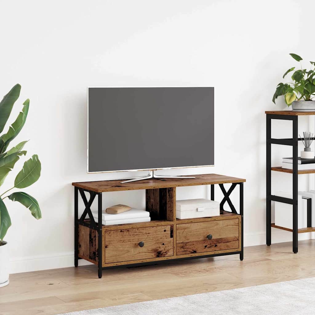 Tv-Bänk 90X33X45 Cm Konstruerat Trä &amp; Järn