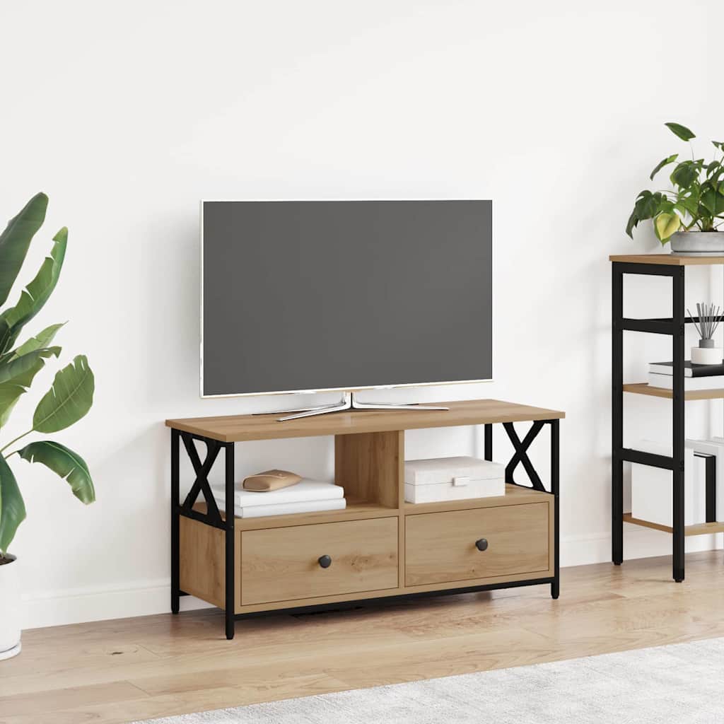 Tv-Bänk 90X33X45 Cm Konstruerat Trä &amp; Järn