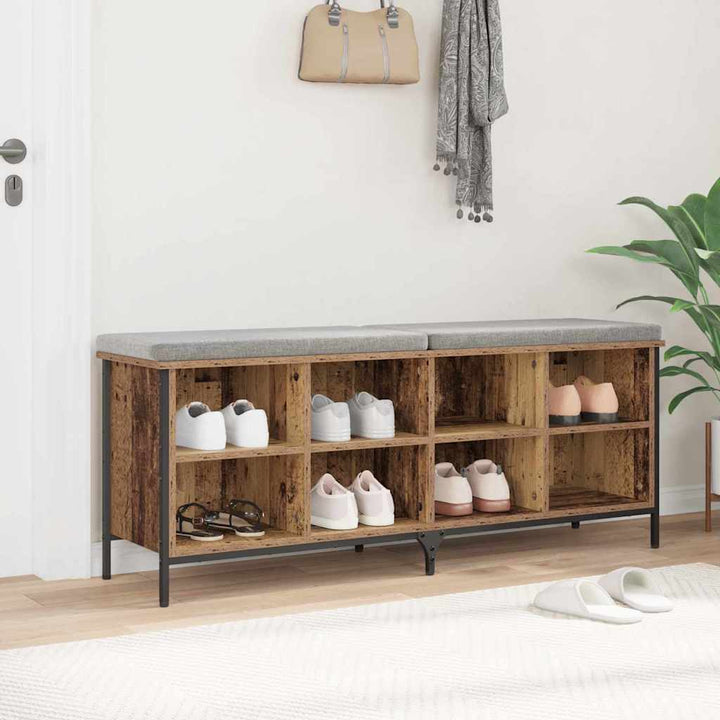 Skoskåp 131 X 35 X 50 Cm Konstruerat Trä Och Järn Gammalt Trä