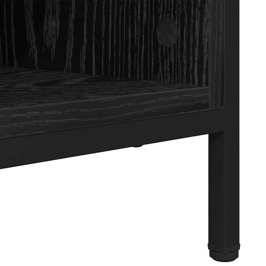 Skoskåp 131 X 35 X 50 Cm Konstruerat Trä Och Järn Svart Ek
