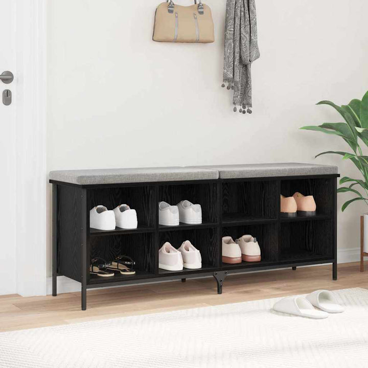 Skoskåp 131 X 35 X 50 Cm Konstruerat Trä Och Järn Svart Ek