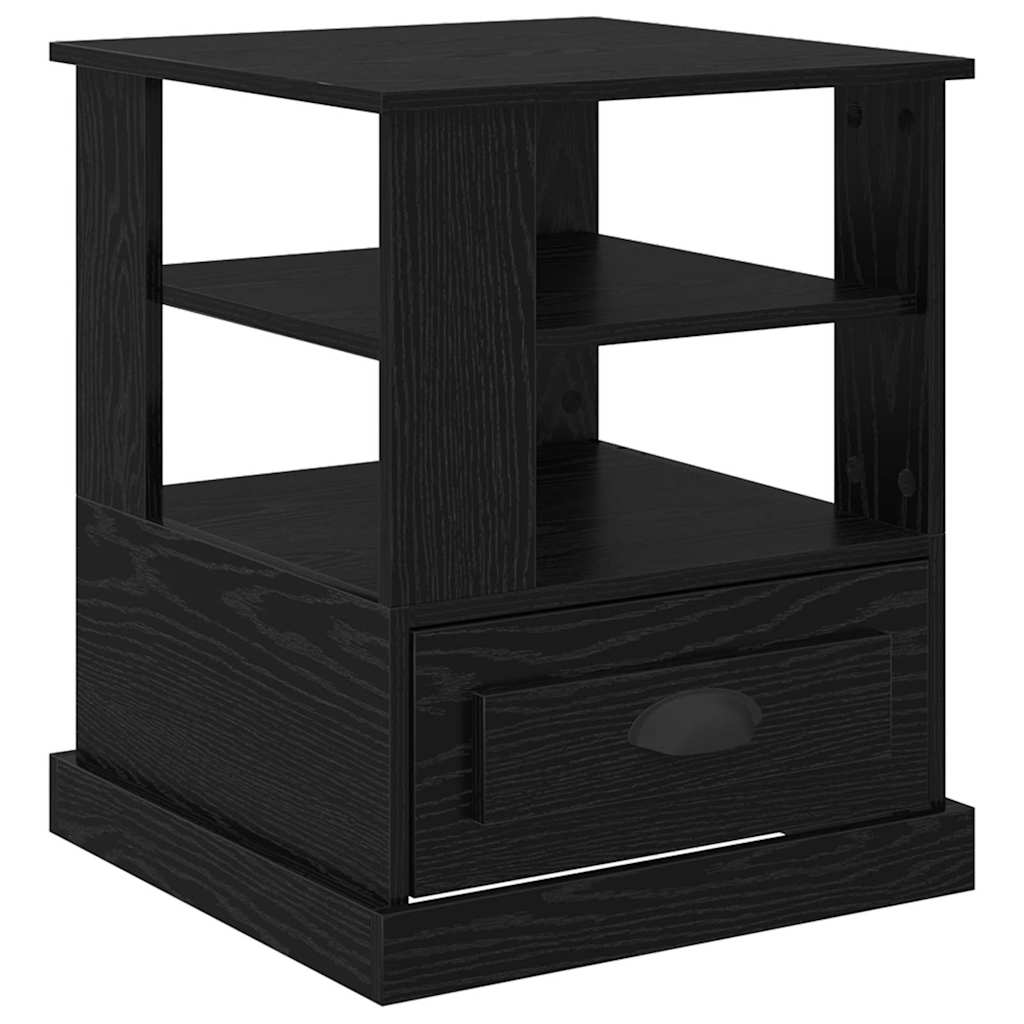 Nattduksbord Med Låda Svart Ek 50 X 50 X 60 Cm Konstruerat Trä