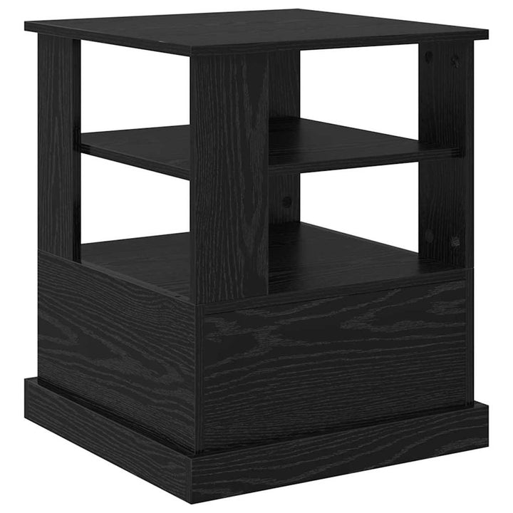 Nattduksbord Med Låda Svart Ek 50 X 50 X 60 Cm Konstruerat Trä