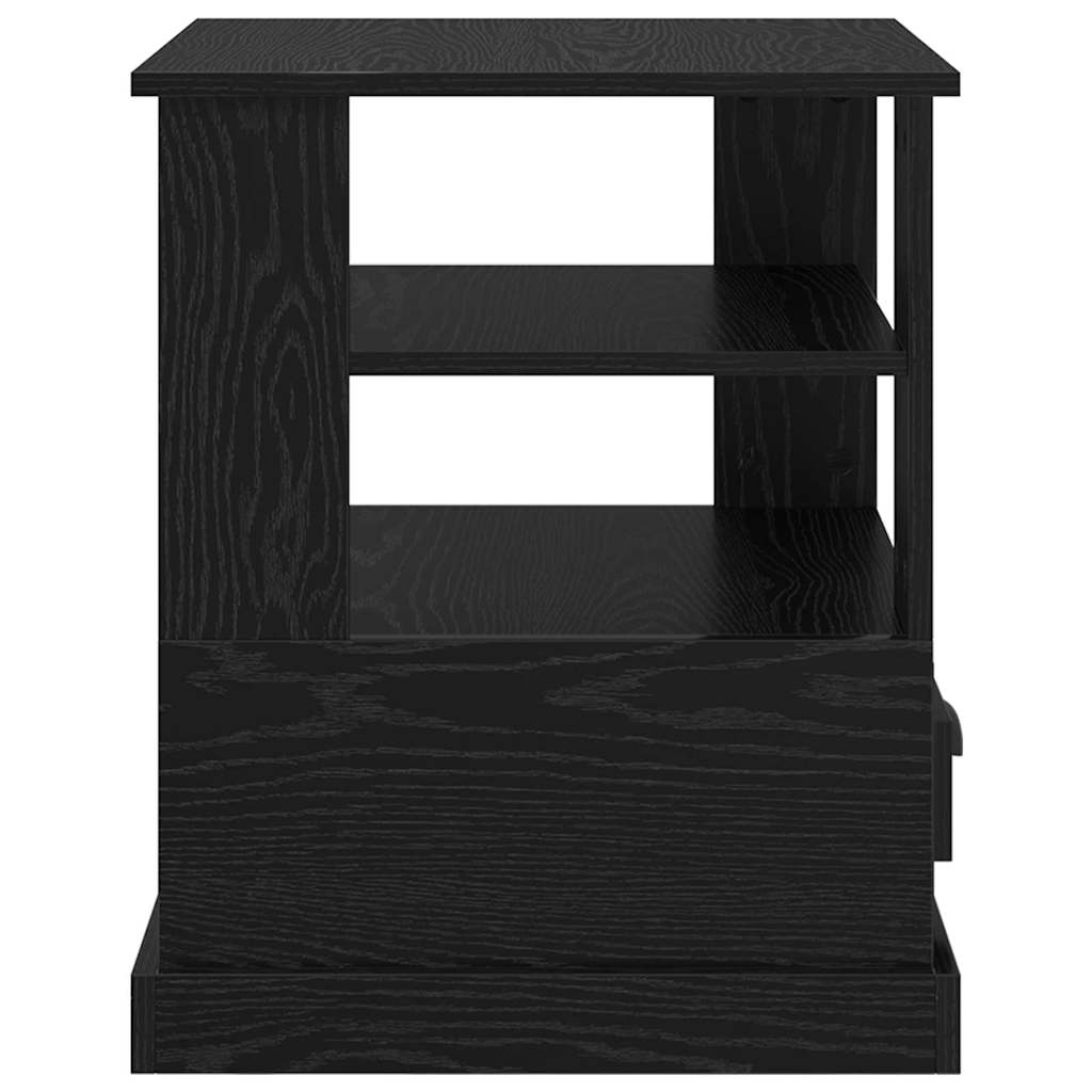 Nattduksbord Med Låda Svart Ek 50 X 50 X 60 Cm Konstruerat Trä