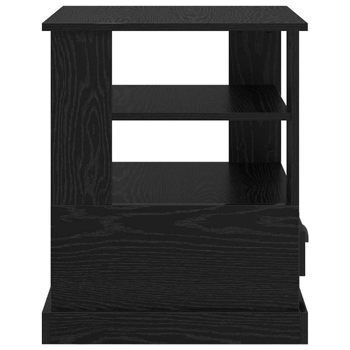 Nattduksbord Med Låda Svart Ek 50 X 50 X 60 Cm Konstruerat Trä