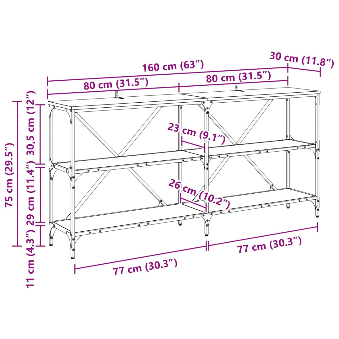 Konsolbord Artisan Ek 160 X 30 X 75 Cm Konstruerat Trä