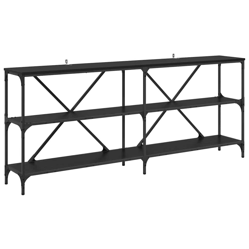 Konsolbord Med Hylla Svart Ek 180 X 30 X 75 Cm Konstruerat Trä