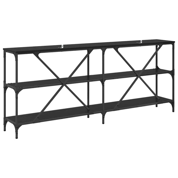 Konsolbord Med Hylla Svart Ek 180 X 30 X 75 Cm Konstruerat Trä
