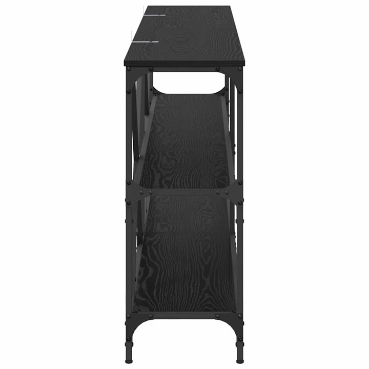 Konsolbord Med Hylla Svart Ek 180 X 30 X 75 Cm Konstruerat Trä
