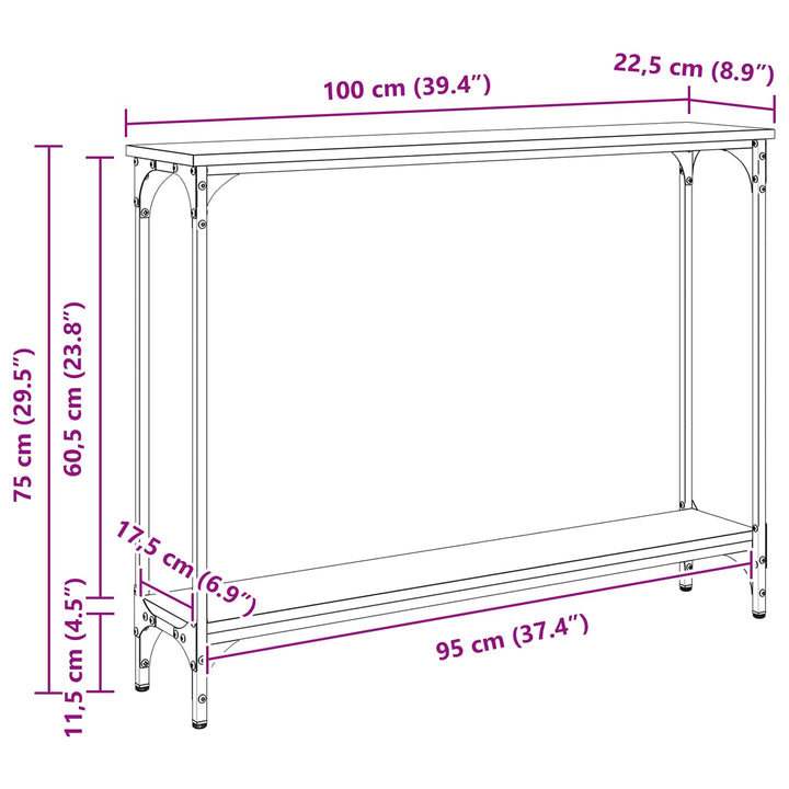 Konsolbord Gammalt Trä 100 X 22,5 X 75 Cm Konstruerat Trä