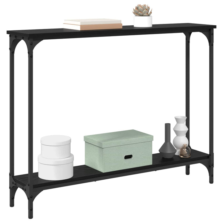 Konsolbord Svart Ek 100 X 22,5 X 75 Cm Konstruerat Trä