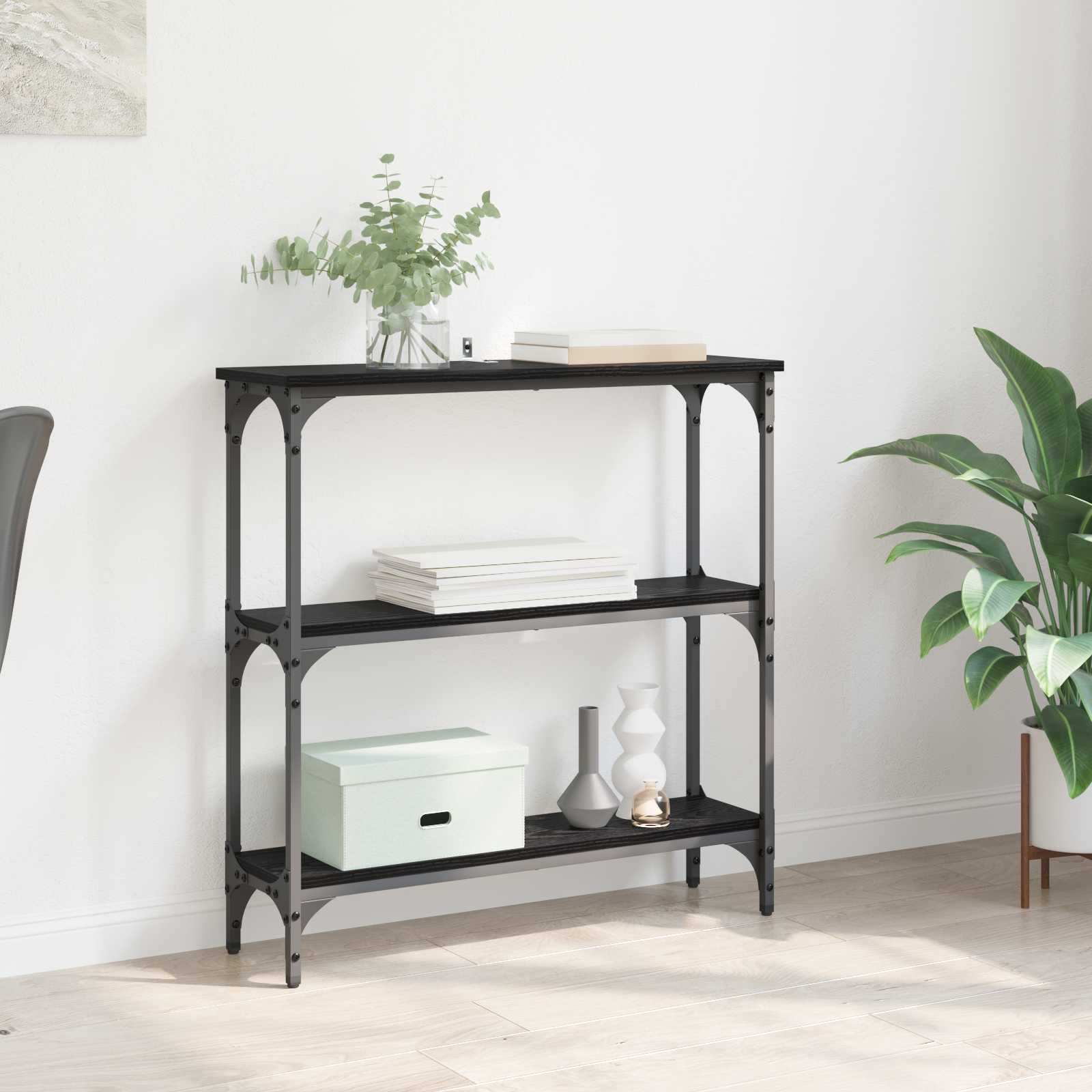 Konsolbord Svart Ek 75 X 22,5 X 75 Cm Konstruerat Trä