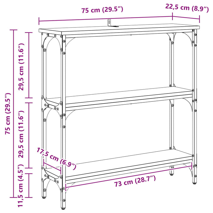 Konsolbord Svart Ek 75 X 22,5 X 75 Cm Konstruerat Trä