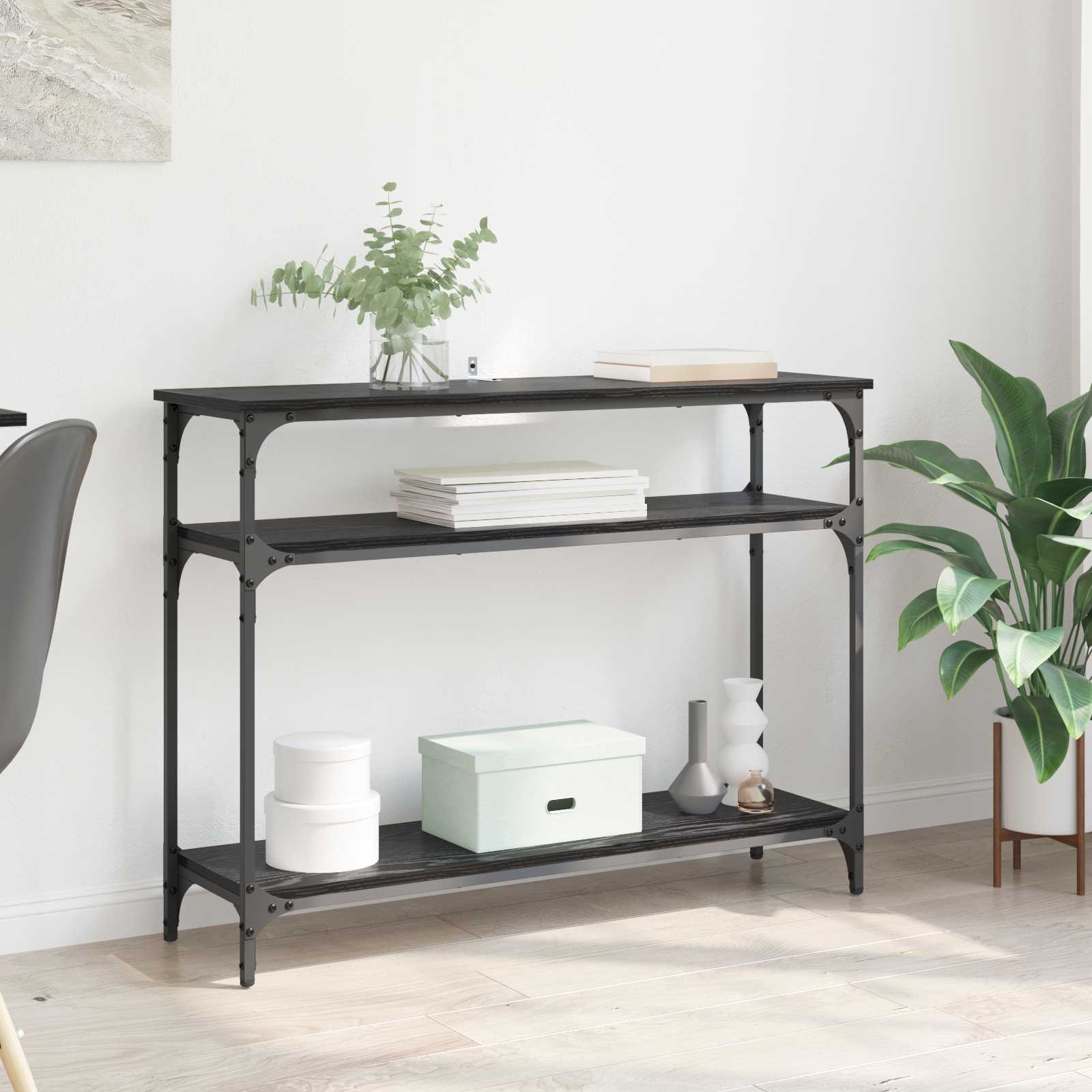 Konsolbord Svart Ek 100 X 29 X 75 Cm Konstruerat Trä