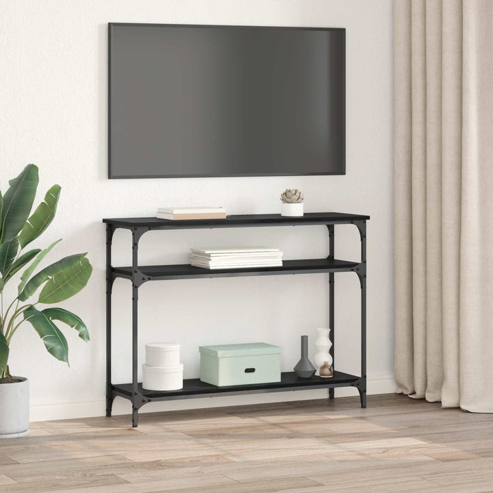 Konsolbord Svart Ek 100 X 29 X 75 Cm Konstruerat Trä