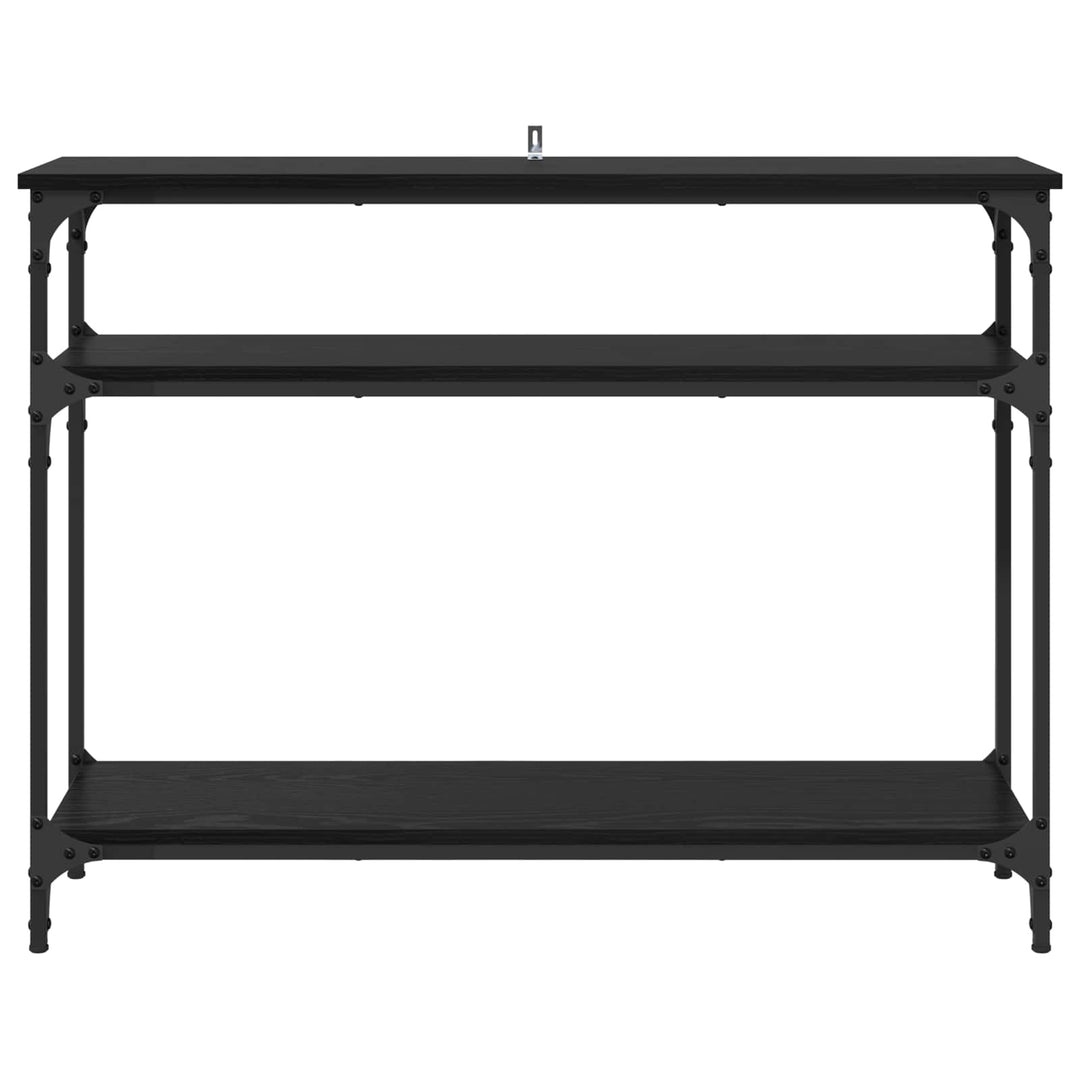 Konsolbord Med Hylla Svart Ek 100 X 29 X 75 Cm Konstruerat Trä