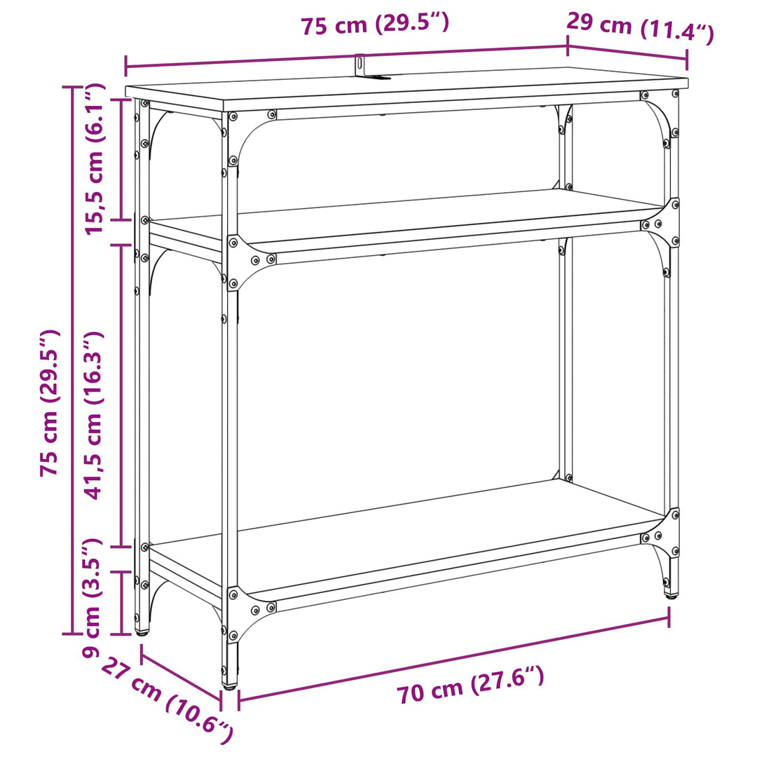 Konsolbord Med Hylla Artisan Ek 75 X 29 X 75 Cm Konstruerat Trä
