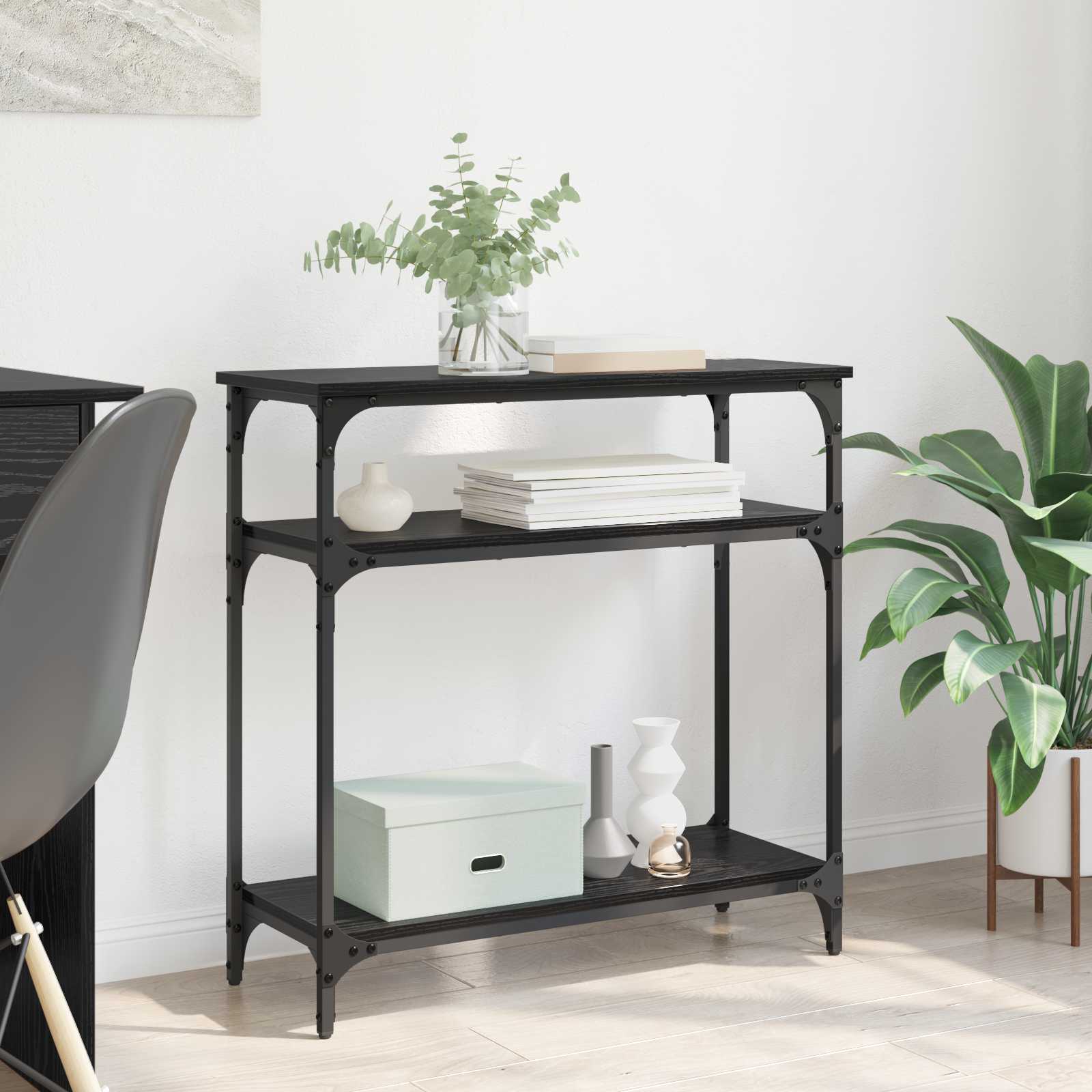 Konsolbord Svart Ek 75 X 29 X 75 Cm Konstruerat Trä