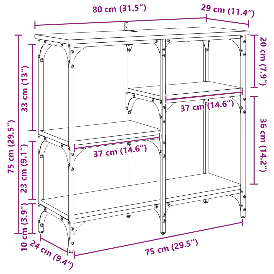 Konsolbord Med Hylla Artisan Ek 80 X 29 X 75 Cm Konstruerat Trä