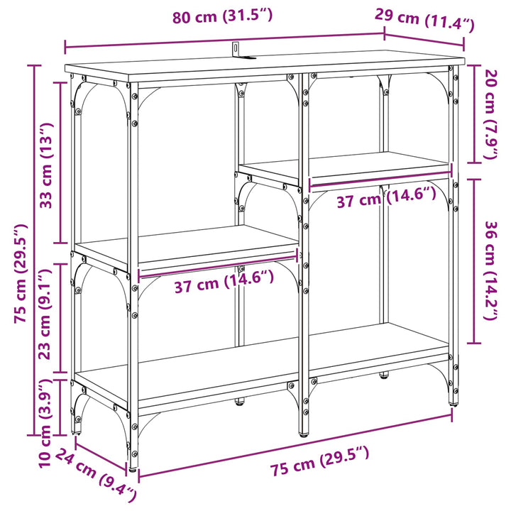 Konsolbord Med Hylla Artisan Ek 80 X 29 X 75 Cm Konstruerat Trä