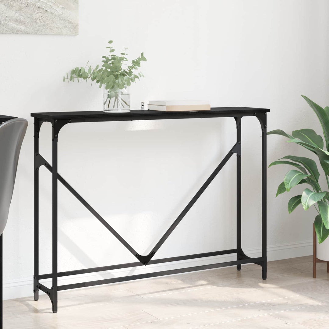 Konsolbord Svart Ek 102 X 23 X 75 Cm Konstruerat Trä