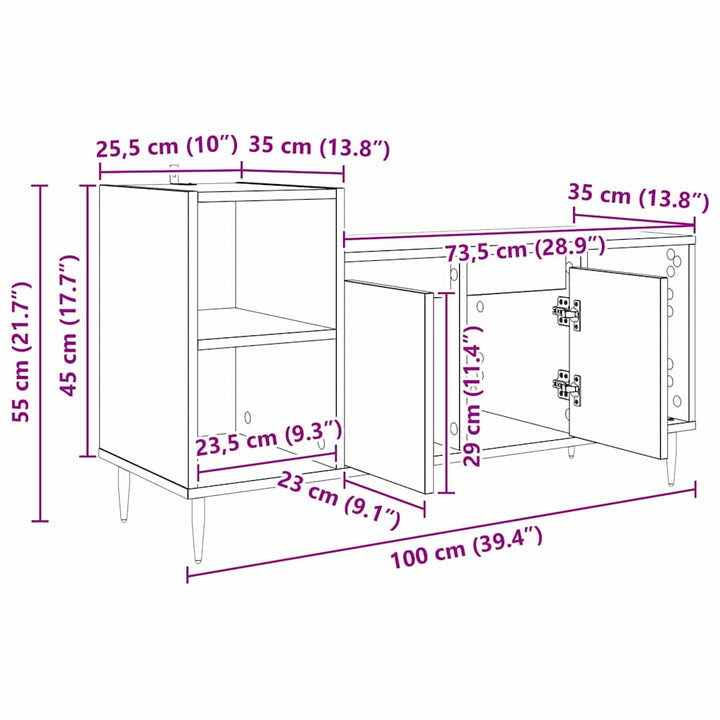 Tv-Skåp Gammalt Trä 100 X 35 X 55 Cm Konstruerat Trä