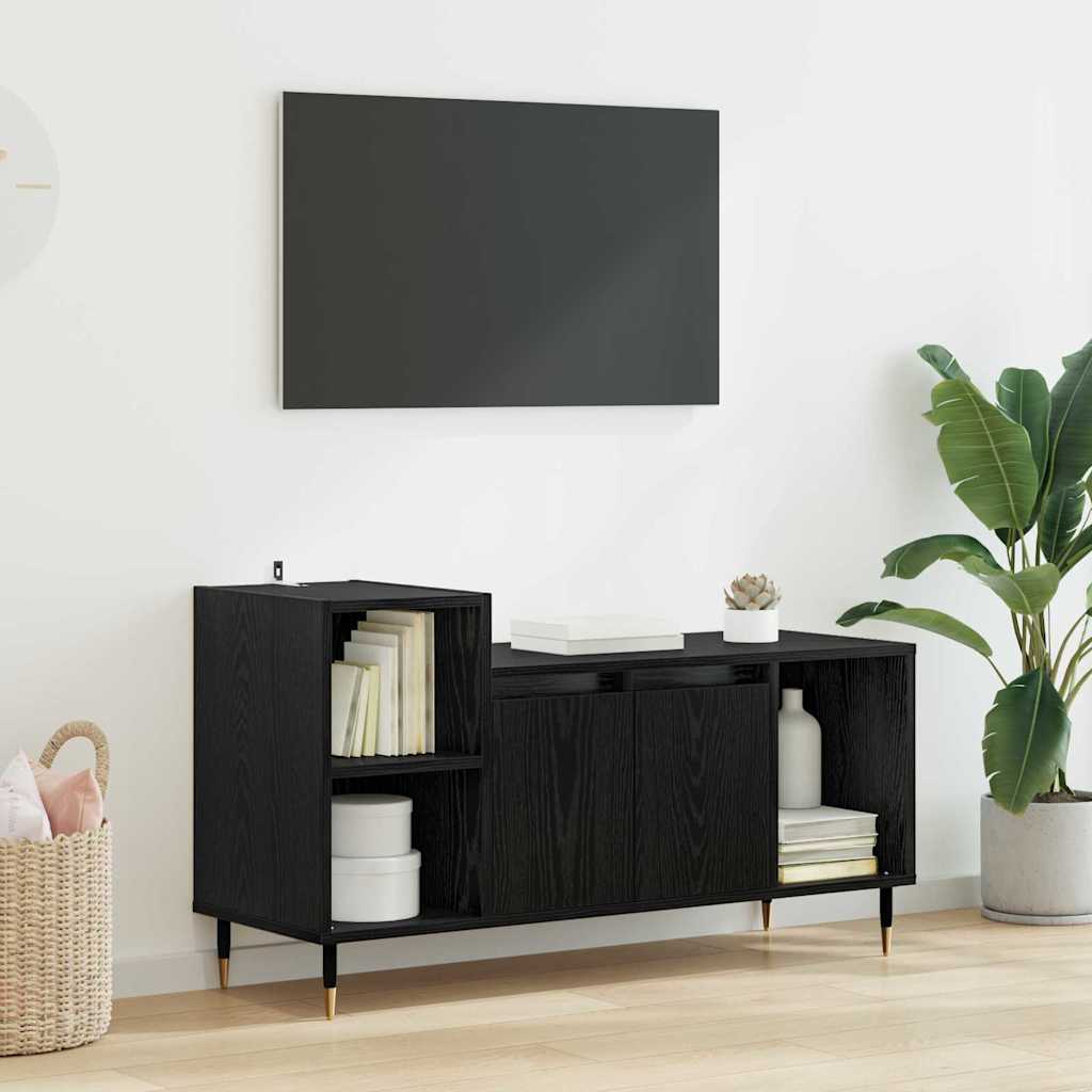 Tv-Skåp Svart Ek 100 X 35 X 55 Cm Konstruerat Trä
