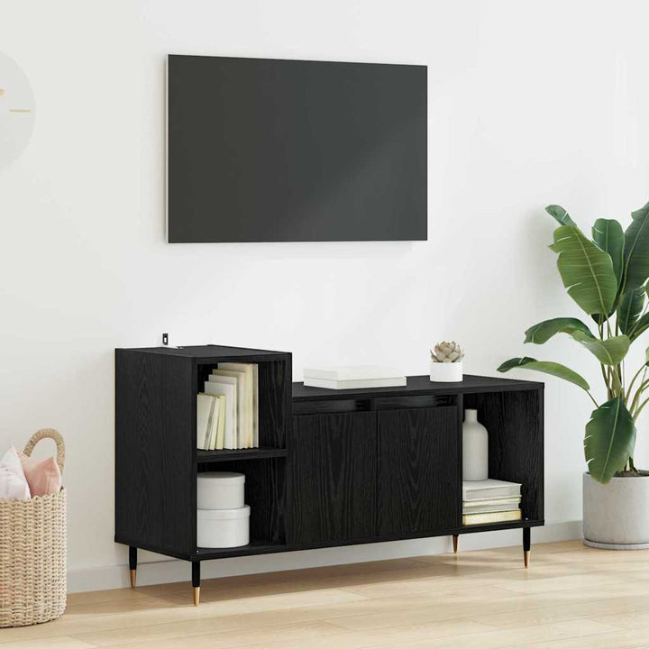 Tv-Skåp Svart Ek 100 X 35 X 55 Cm Konstruerat Trä
