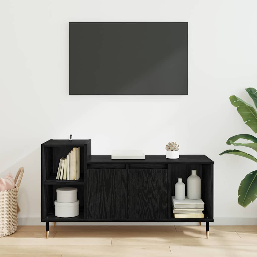 Tv-Skåp Svart Ek 100 X 35 X 55 Cm Konstruerat Trä
