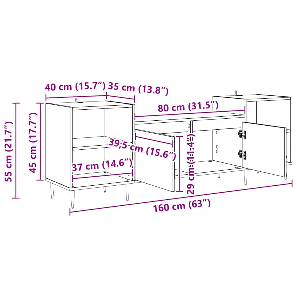 Tv-Skåp Artisan Ek 160 X 35 X 55 Cm Konstruerat Trä