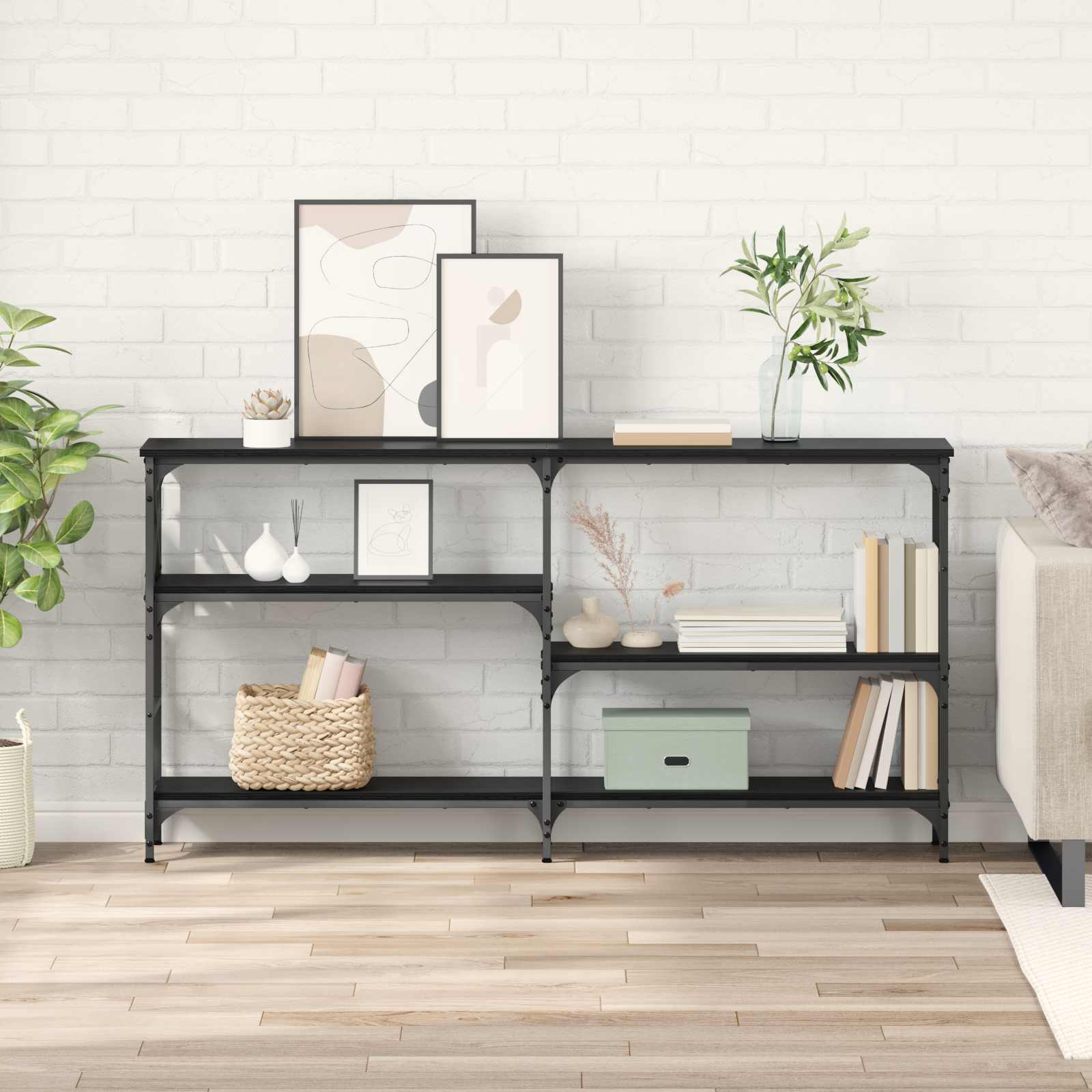 Konsolbord Svart Ek 150 X 29 X 76,5 Cm Konstruerat Trä